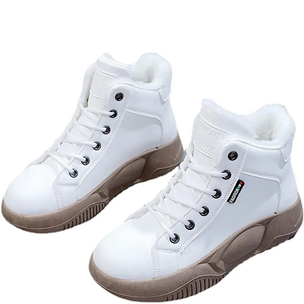 Women High Top Thick-Soled Casual Shoes  Leather Sneakers Boots Size 43